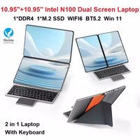 Ordinateur portable professionnel en alliage d'aluminium portable, double écran tactile IPS Intel N100 de 10,95 pouces, 10 points de contact, Windows 11 Pro, 32 Go de RAM, SSD de 2 To