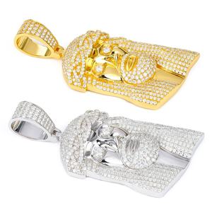 Wholesale Men's Moissanite 925 Silver Hip Hop Gold Plated Big Jesus Head Pendant Tennis Cuban <b>Rope</b> <b>Chain</b> Necklace - Product Image 2