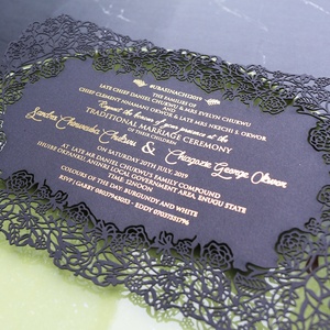 Oro Sventare Laser Cut Floreale di Cerimonia Nuziale Carte Dell'<span class=keywords><strong>invito</strong></span> di Cerimonia di 5*7 Pollici Le Schede di Menu con Velluto Buste - Product Image 6