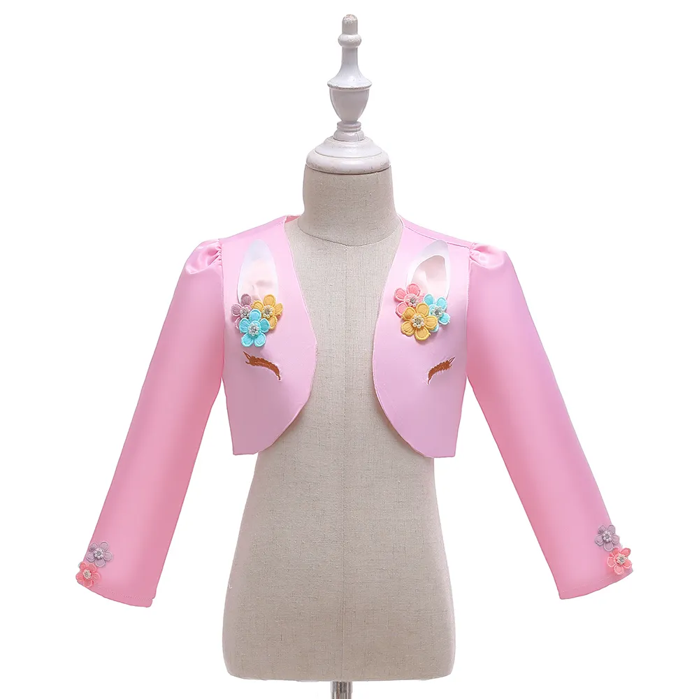 Vestido de princesa de unicornio de manga larga para niña, chaqueta para fiesta, vestido de boda para niños con unicornio DJS019