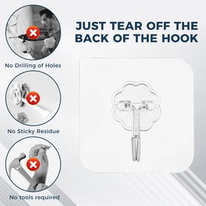 Heavy Duty Plastic Transparent <b>Adhesive</b> Wall Mount <b>Hooks</b> Novelty Bathroom Kitchen Towel <b>Hooks</b> Tea Golf Towel <b>Hooks</b> Available - Product Image 6
