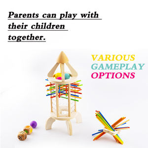 Juguete Educativo de Diseño Innovador, Torre de Juego de Palitos de Madera Acrílica en Forma de Cohete, Clasificación de Colores, Equilibrio, Bolas que Caen, para Niños - Product Image 2