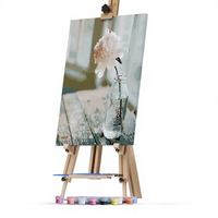 Kit de peinture par numéros sur toile DIY 40x50cm, style floral rose peint à la main, art encadré pour la décoration murale du salon
