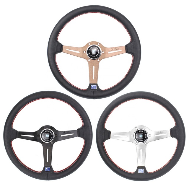 Lightweight Modified ND Car Steering Wheel 14-inch Leather Red Line Concave Competitive Modified Racing Steering Wheel