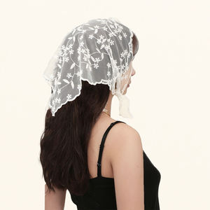 Moda mujer Retro triángulo bandas para el cabello Vintage Triangular pañuelo <span class=keywords><strong>niñas</strong></span> elegante tocado bordado encaje bufanda para el cabello - Product Image 4