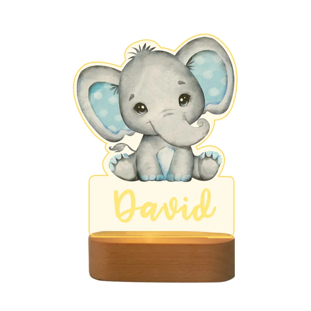 Dropshipping Acrylic Animal 3D LED Night Light Baby Kid Bedroom Table Engraved Name Panda Lion Night Lights