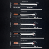 Ensembles de couteaux Sashimi pointus en acier inoxydable à haute teneur en carbone Sushi saumon couteau japonais corne de buffle noire et manche en bois de fer du désert
