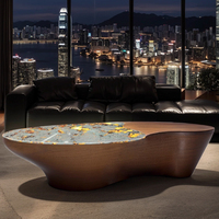 Table basse moderne au design unique Mobilier de bureau en marbre véritable Panneau de bois Meubles de salon pour la maison