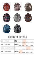 Chemise décontractée en flanelle pour homme, personnalisable avec votre marque, à manches longues, style business décontracté