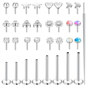 Gold Stainless Steel Stud <b>Earrings</b> Set With Crystal Heart Star <b>Moon</b> Flower Designs For Women Gift Jewelry Piercing Accessories - Product Image 4