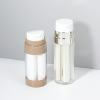 Flacon de sérum sans air de luxe à double tube 15ml+15ml, emballage cosmétique en plastique PET/ABS, pot pompe sans air 30ml pour crème contour des yeux