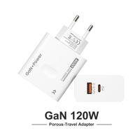 Chargeur mural rapide USB C PD 120W QC3.0 avec protections OTP OVP OCP, ignifuge, 1x USB, prise EU/US/UK, pour téléphone portable