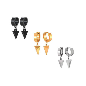 Huggie <b>Earrings</b> Triangular Cone Pendant Titanium Steel Geometric Street Style Fashion <b>Cuff</b> <b>Earrings</b> - Product Image 5