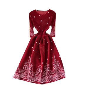 <span class=keywords><strong>Abito</strong></span> lungo estivo vintage da donna con scollo a O, linea ad A, a <span class=keywords><strong>pois</strong></span>, stile impero - Product Image 5