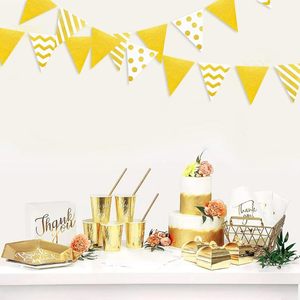 12-Piece Eco-Friendly DIY Pennant Flags Digital Printing Wave Pattern Rose Silver Pink Gold for Birthday Diwali Party Banners - Product Image 3
