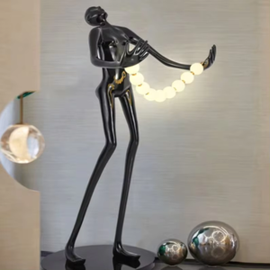 Lampu Patung LED Postmodern dengan Kalung Bola Berkelap-kelip untuk Dekorasi Lampu Lantai di Lobi Hotel dan Aula Pameran - Product Image 1