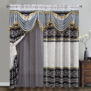 Home Living Room Two Layer Europe Floral Luxury Jacquard Valance <strong>Curtain</strong> for the <strong>Window</strong> Ready Made - Product Image 2