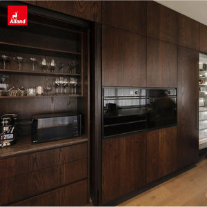 Allandgroup, les meubles en placage de bois naturel les plus populaires récemment, porte en dalle personnalisée, couleur noyer noir, mélamine, armoire de cuisine - Product Image 4