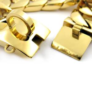 Haustier-Halsband Ketten Edelstahl Rosé<span class=keywords><strong>gold</strong></span> Metall <span class=keywords><strong>Gold</strong></span> Hund Hip-Hop-Leads-Kit Halsketten Bulldoggen-Schnecken kubanische Link-Hundslips - Product Image 5