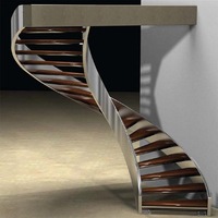 Escalier circulaire à garde-corps en verre double face, design tendance, escalier demi-circulaire