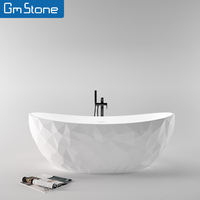 Baignoire autoportante GM-8035 GMstone en résine blanche moderne, surface solide, avec drain central, garantie 3 ans, pour salle de bain