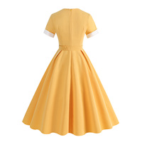 Robe vintage pour femme Robe d'été à manches courtes 50s 60s Office Party Rockabilly Swing Retro Pinup Plus Size