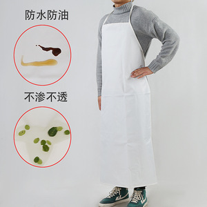 White Waterproof <b>Apron</b> 1.15 Meters Long For Kitchen Cooking <b>Work</b> Use Adults Unisex Solid Color - Product Image 3
