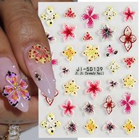 Nouvel Autocollant pour Ongles 5D en Gel Souple, Fleurs Printanières Dynamiques, Fin et Givré, Coloré, Professionnel, Décalcomanie Florale