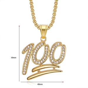 100ฮิปฮอปน้ำแข็งเซอร์โคเนียสำหรับผู้ชายกันน้ำปราศจากการเสื่อมเสียทำจากสแตนเลสสร้อยคอจี้เครื่องประดับแฟชั่นสำหรับผู้ชายขายส่ง - Product Image 3