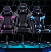 Chaise de gaming de course pivotante en cuir RGB avec accoudoirs 2D et repose-pieds, design personnalisé, style exécutif, contemporaine, pour usage commercial et domestique