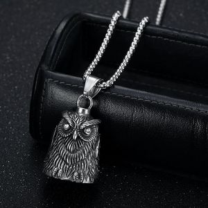 Collier pendentif hibou en acier inoxydable, style rétro punk, avec strass, bijou fantaisie animal, cadeau - Product Image 2