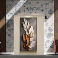 Tableaux muraux imprimés sur toile, design feuilles verticales Art Déco, avec cadre noir/doré, pour salon, décorations d'intérieur, vente en gros