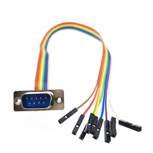 Personalizado 9P 9P Dupont <span class=keywords><strong>2</strong></span>,54mm a DB9 9pin LCD mujer luces Led plana Arco Iris cinta de Cable - Product Image 1