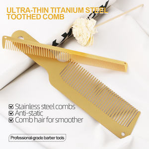 <span class=keywords><strong>TONI</strong></span>&<span class=keywords><strong>GUY</strong></span> BFC-1121 Peigne réglable personnalisé avec logo, en acier inoxydable doré, brosse à barbe à tête plate, pour la coupe de cheveux, style mode, salon - Product Image 3