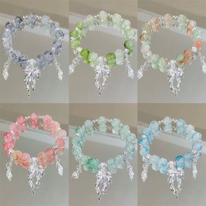 Sweet Butterfly Tassel <b>Bracelet</b> for Women Girls Fashion Fantasy Beaded Elastic <b>Rope</b> Bowknot <b>Bracelet</b> Jewelry Accessories Gifts - Product Image 3