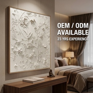 Arte Murale 3D con Fiori Dipinti a Mano in Rilievo per Decorazione di Hall di Hotel, Progetti Commerciali di Lusso <span class=keywords><strong>e</strong></span> Ospitalità - Product Image 2