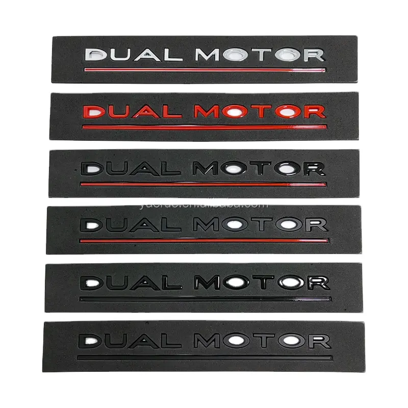 Argent noir double moteur 3D autocollant de voiture Badge coffre arrière hayon lettres emblème pour Tesla modèle 3 S X Y