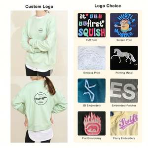 Logo personnalisé French Terry Pullover Sweatshirt Drop Shoulder Unisex Oversized O-neck Heavy Fleece Hoodie - Product Image 2