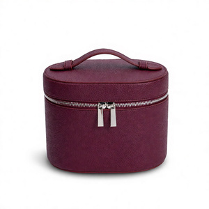 KONCAI - Bolsa de <span class=keywords><strong>Maquillaje</strong></span> de Piel Sintética con Diseño de Lichee, Personalizada y de Lujo, <span class=keywords><strong>Caja</strong></span> de Almacenamiento Ovalada <span class=keywords><strong>para</strong></span> Viaje, Bolsa Portátil <span class=keywords><strong>para</strong></span> <span class=keywords><strong>Maquillaje</strong></span> y Joyas con Espejo - Product Image 1