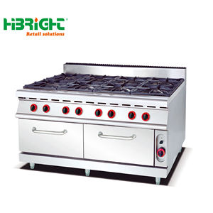 Durable Stainless Steel 4-Burner <b>Gas</b> <b>Griddle</b> with Oven and Lava Rock Grill Highbright Brand 3000W 220-240V - Product Image 1