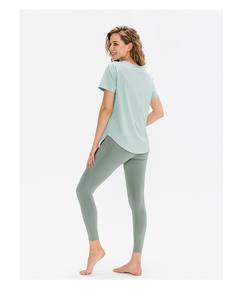 เสื้อยืดแขนสั้นผู้หญิงทรงหลวม แห้งเร็ว ผ้าโพลีเอสเตอร์ผสมสแปนเด็กซ์ ระบายอากาศดี เหมาะสำหรับเล่นกีฬา สีพื้น รับสกรีนโลโก้ สไตล์เรียบง่าย ลำลอง - Product Image 5