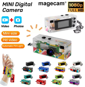 Mini caméra porte-clés 1080P FHD au design graffiti tendance, format mini-pouce vintage avec flash intégré – Vente directe usine 2026 - Product Image 1