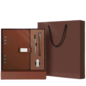 Sets de Regalo de Cuadernos con Logotipo Personalizado, Libretas de Tapa Dura B5, Memorias USB de Papel Reciclado con Diseño de Cuero a Rayas Cruzadas, Venta al Por Mayor - Product Image 4