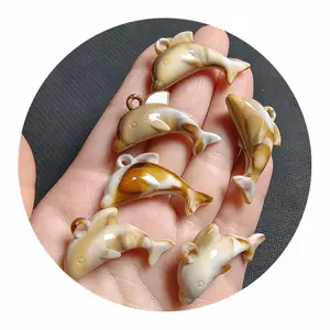 Gioielli delfino ciondoli pesci di mare miniature con foro superiore 100 pz/lotto perline in acrilico per orecchini collana