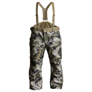 Men Outdoor Mountain Camouflage Hunting Field Bib Overalls High Waist High-Pile Sherpa Fleece Inner Lining Dual Angled Zippered - Product Image 1