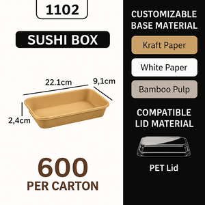 Giấy <span class=keywords><strong>kraft</strong></span> dùng một lần Sushi bao bì hộp thương mại dày bán buôn cấp thực phẩm Hộp Giấy chịu nhiệt độ cao - Product Image 5