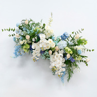 Décoration florale murale bleue pastorale de printemps, arrangement de fleurs artificielles prêt à l'emploi, pour vitrine de magasin et intérieur de maison