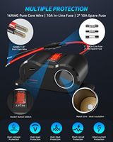 Chargeur double USB 12V QC3.0+PD pour voiture avec interrupteur et adaptateur allume-cigare à montage sur panneau