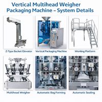 Machine d'emballage verticale VFFS à haute efficacité, entièrement automatique, avec peseuse multi-têtes pour arachides, maïs soufflé, riz, noix et bonbons