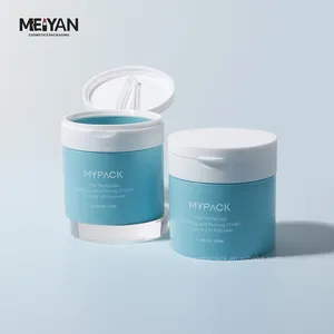 MYPACK 사용자 정의 라운드 PP 매트 블루 빈 얼굴 청소 토너면 패드 용기 용기 핀셋 180g